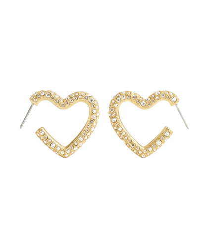 37491609GLD-PavÃ© Heart Hoop Earrings-Gold