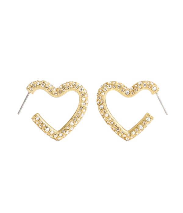 أقراط دائرية مزينة بقلوب ومرصعة بكريستال بافيه