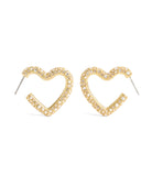 37491609GLD-Pavé Heart Hoop Earrings-Gold