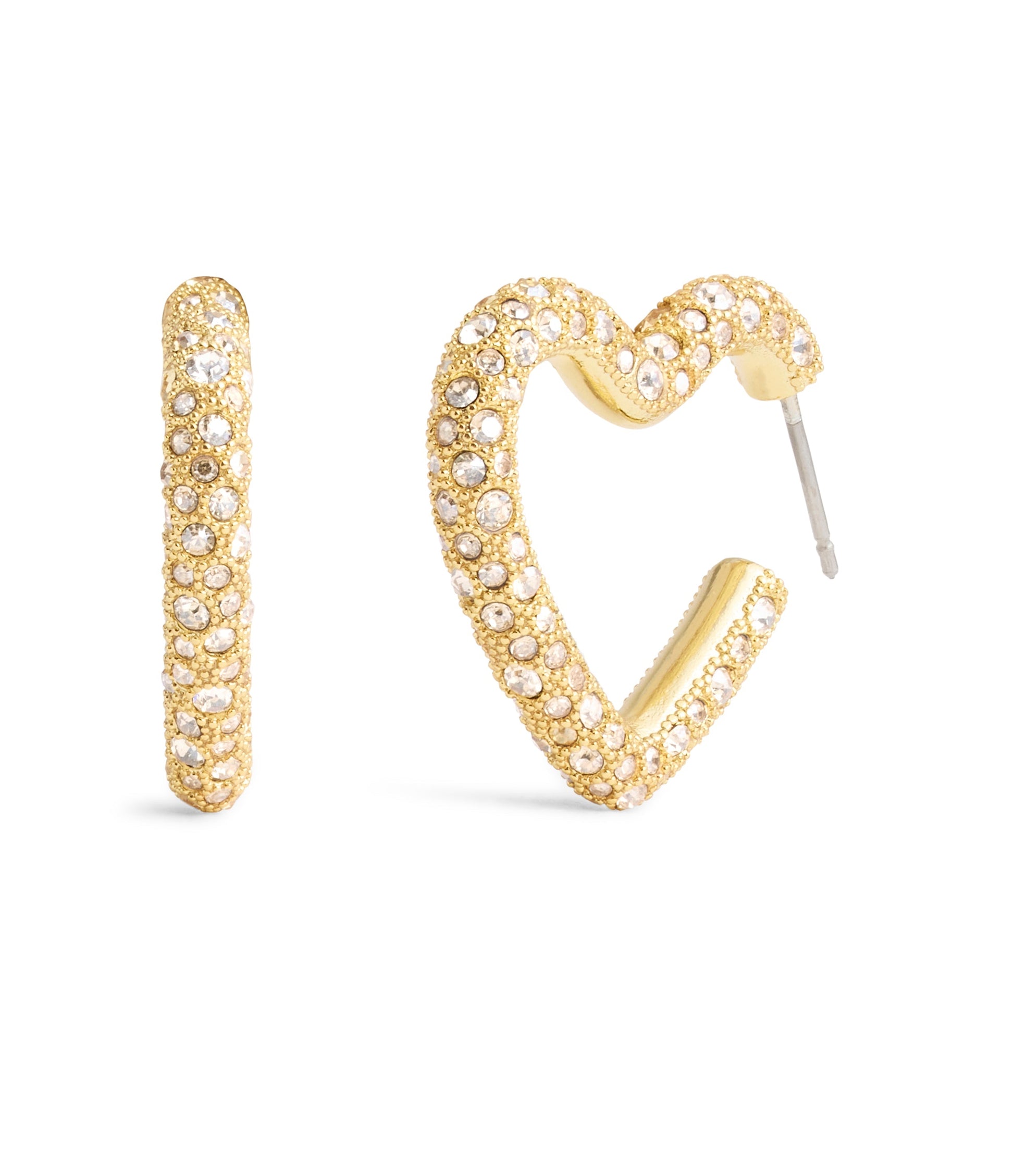 37491609GLD-PavÃ© Heart Hoop Earrings-Gold
