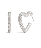 37491609RHO-Pavé Heart Hoop Earrings-Crystal