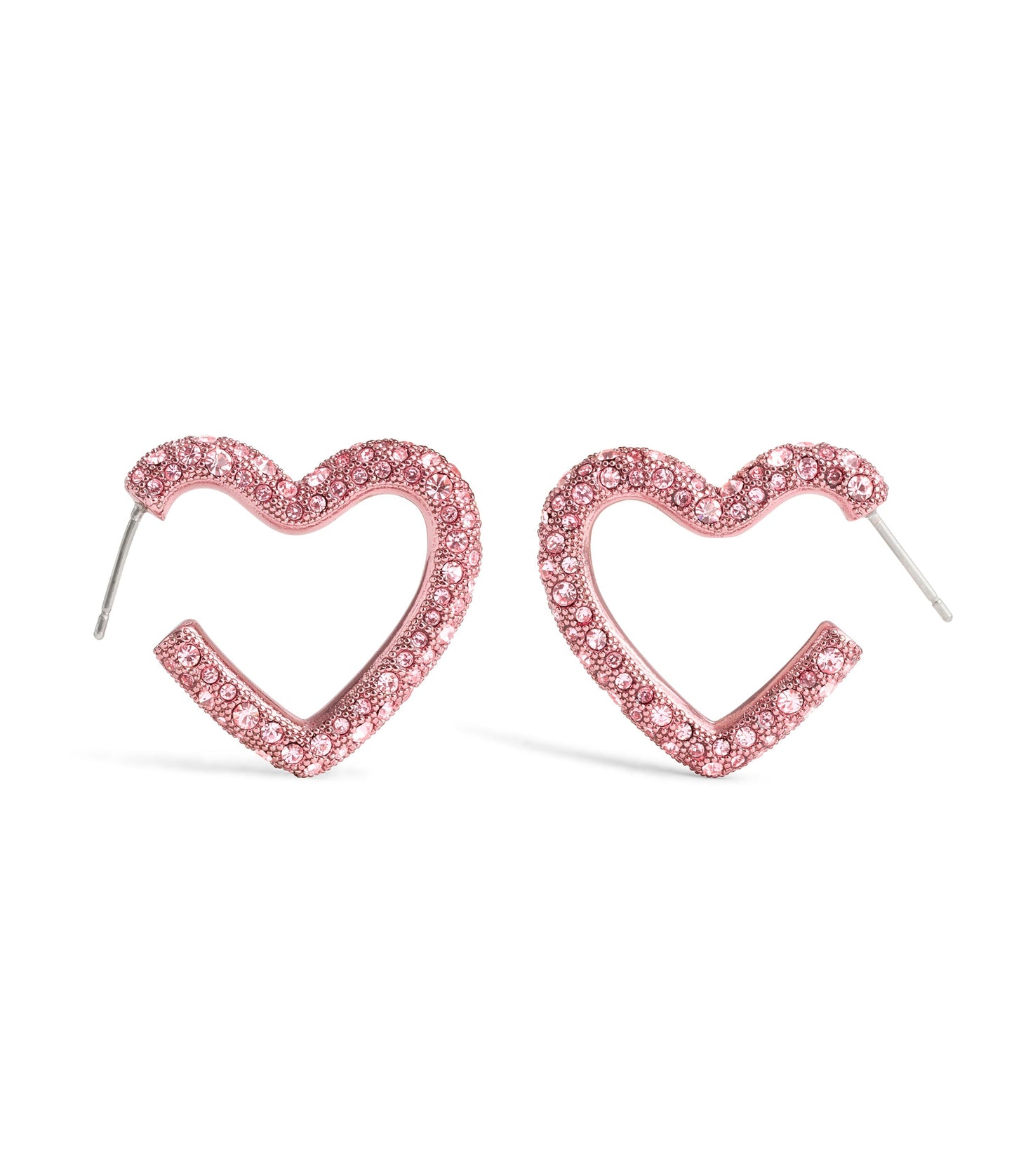 37491609RHO-PavÃ© Heart Hoop Earrings-Pink