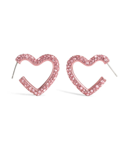 37491609RHO-PavÃ© Heart Hoop Earrings-Pink