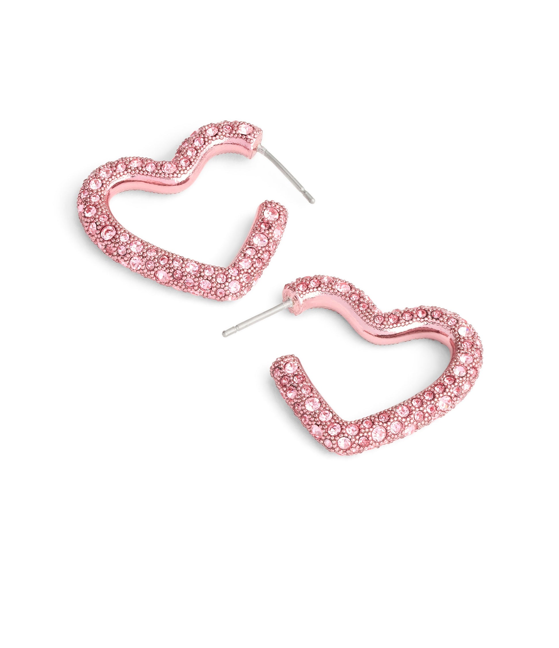 37491609RHO-PavÃ© Heart Hoop Earrings-Pink