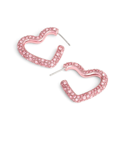 37491609RHO-PavÃ© Heart Hoop Earrings-Pink