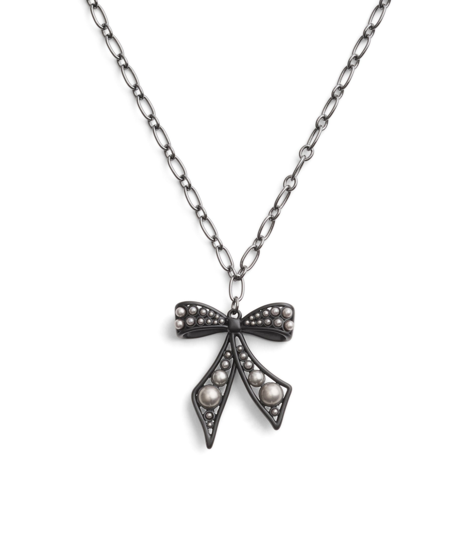 37491614HEM-Bowtique Pearl Pendant Necklace-Black