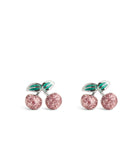 37491616RHO-Glitter Cherry Cluster Stud Earrings-Pink