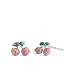 37491616RHO-Glitter Cherry Cluster Stud Earrings-Pink