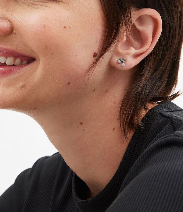 Glitter Cherry Cluster Stud Earrings