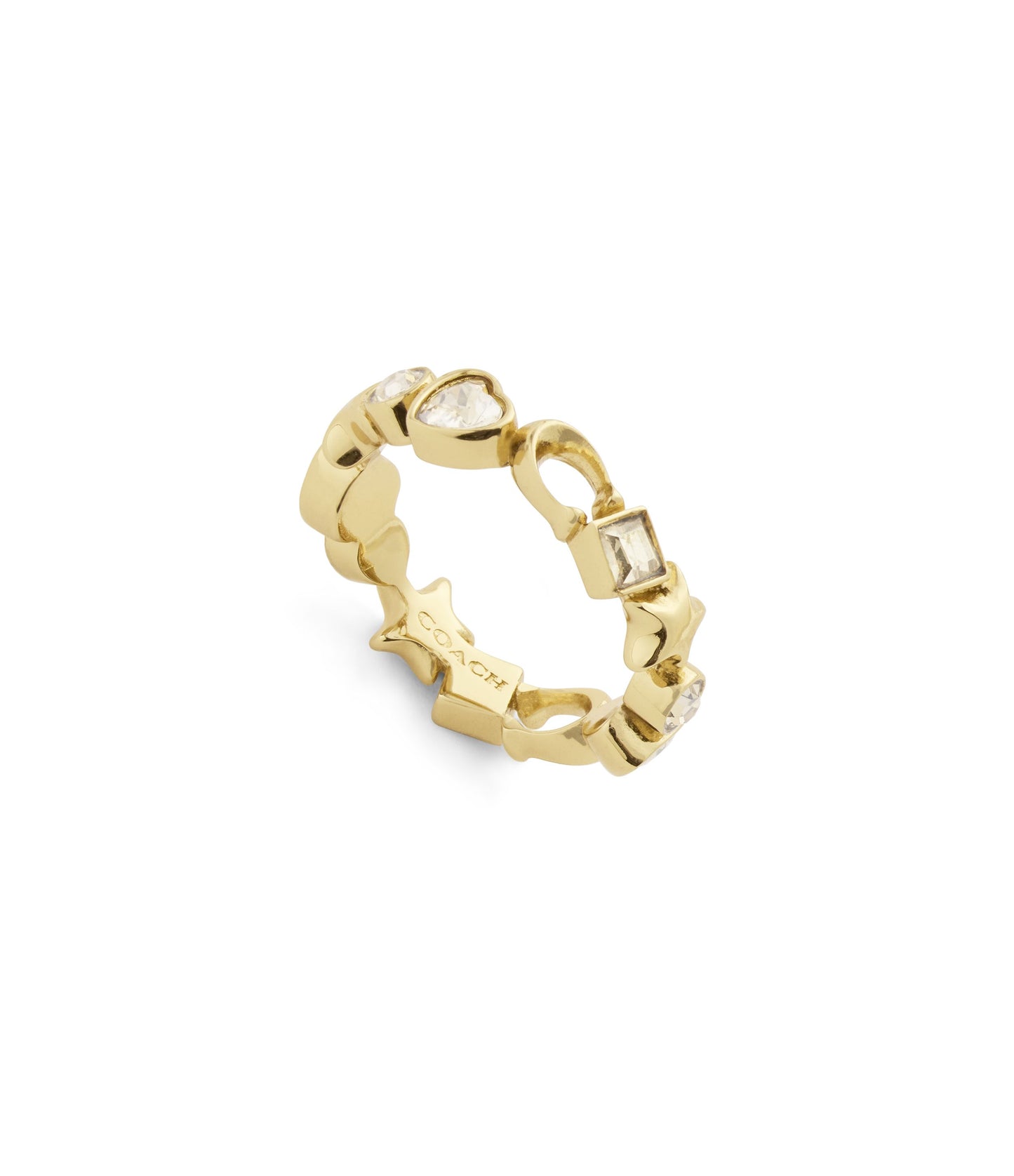 37491618GLD-Signature Mixed Charm Band Ring-Crystal