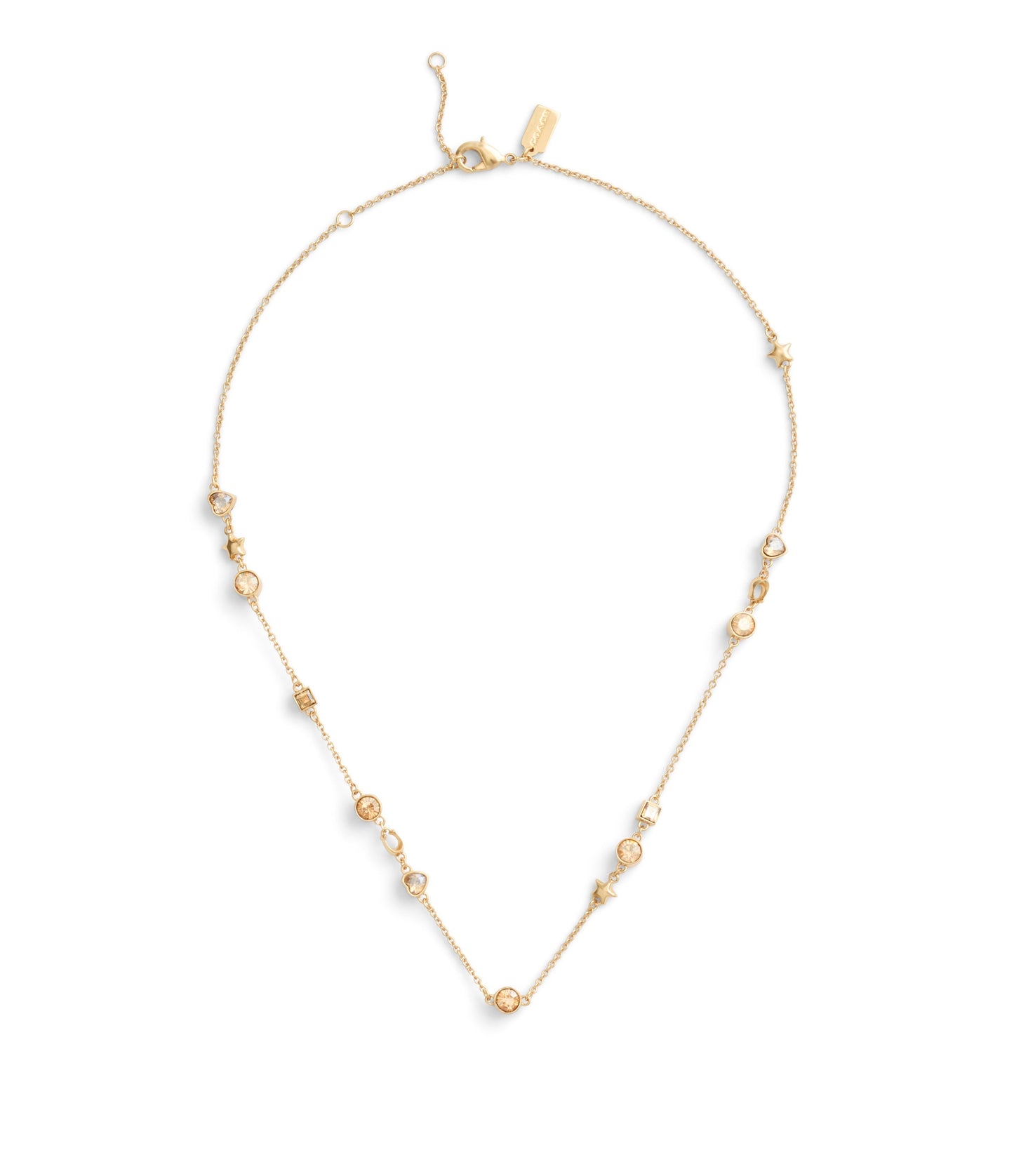 37491621GLD-Signature Star & Heart Station Necklace-Crystal