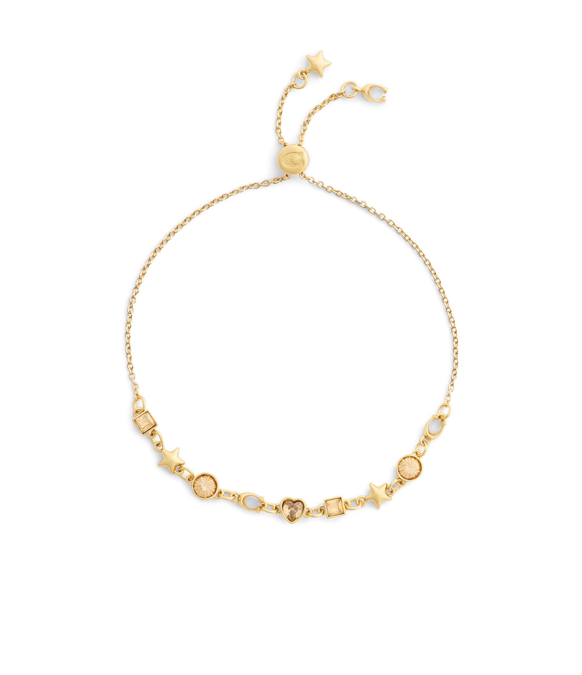 37491622GLD-Signature Star & Heart Slider Bracelet-Crystal