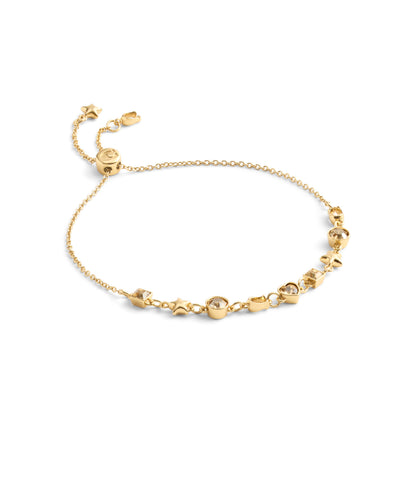 37491622GLD-Signature Star & Heart Slider Bracelet-Crystal