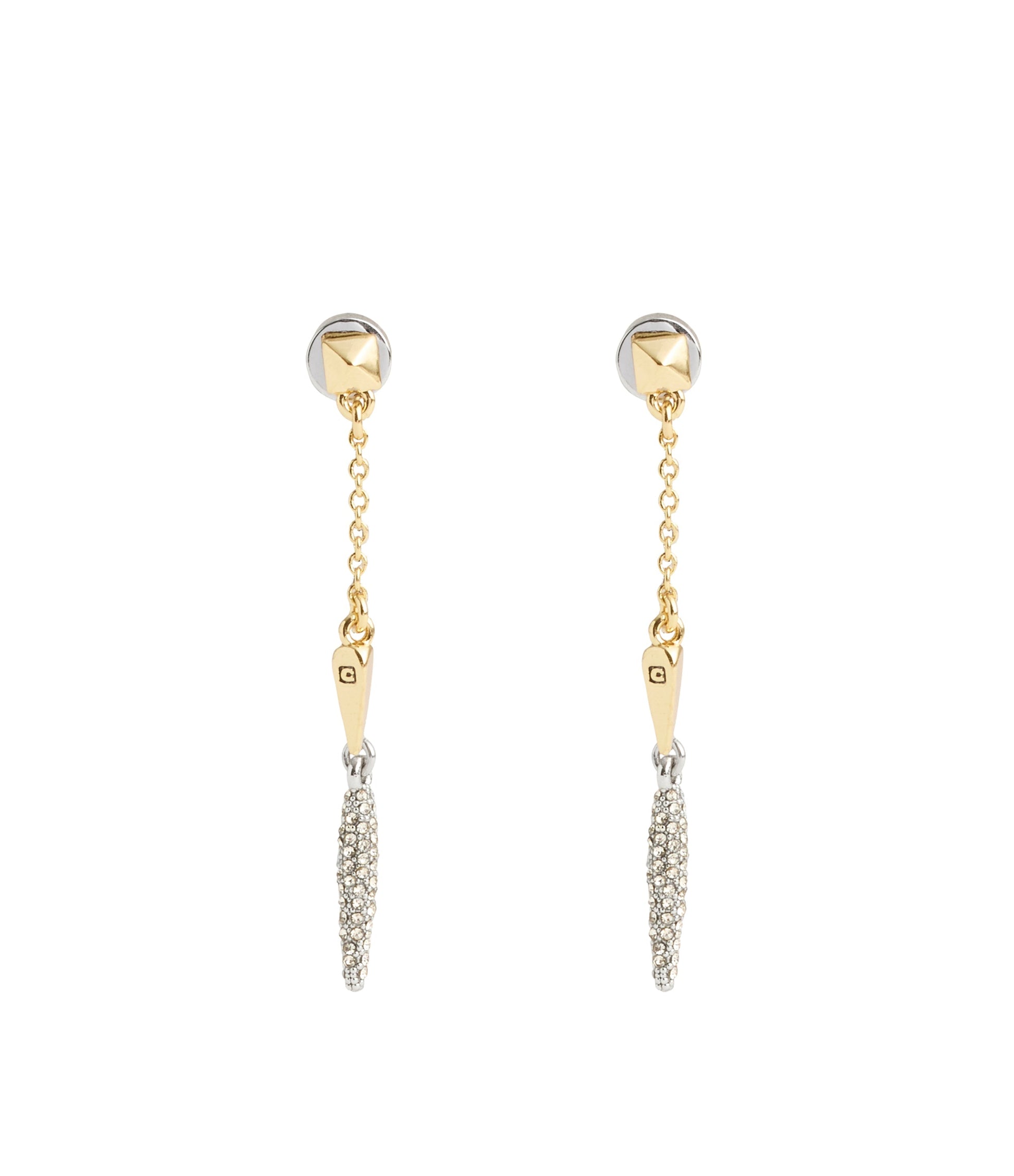 37491625TWO-Signature PavÃ© Spike Front Back Earrings-Twotone