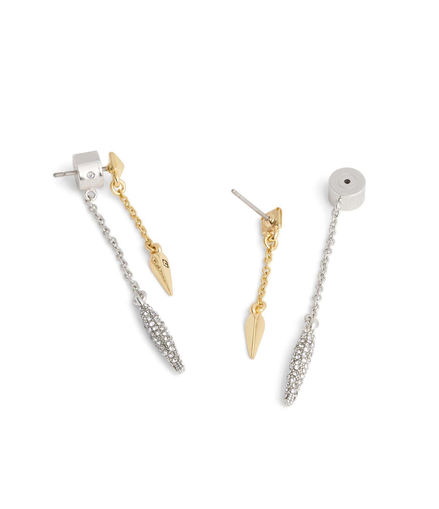 37491625TWO-Signature PavÃ© Spike Front Back Earrings-Twotone