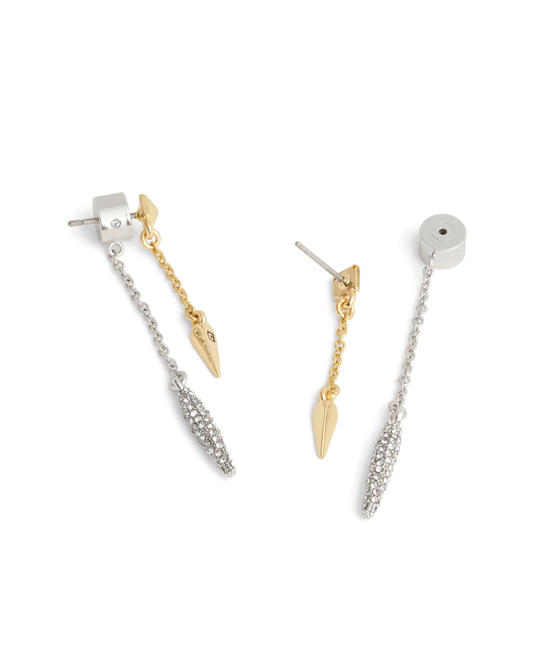 37491625TWO-Signature PavÃ© Spike Front Back Earrings-Twotone
