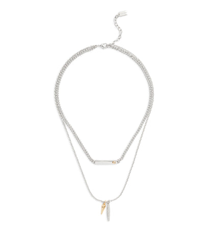 37491626TWO-Signature PavÃ© Spike Layered Necklace-Rhodium