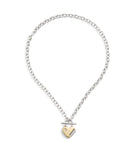 37491627TWO-Signature Heart Padlock Pendant Necklace-Twotone