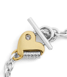 37491628TWO-Signature Heart Padlock Charm Bracelet-Twotone