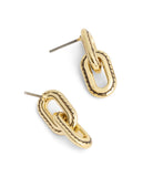 37491630GLD-Stitched Link Drop Earrings-Gold