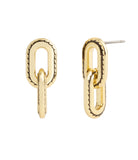 37491630GLD-Stitched Link Drop Earrings-Gold