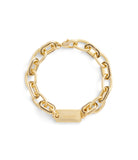 37491631GLD-Signature Stitched Chain Link Bracelet-Gold