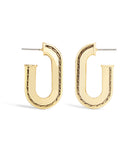 37491632GLD-Stitched Oval Hoop Earrings-Gold