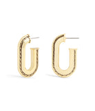 37491632GLD-Stitched Oval Hoop Earrings-Gold