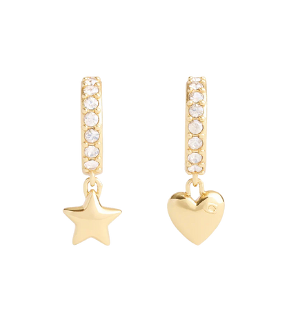 37491650GLD-Signature Heart & Star Charm Huggies-Crystal
