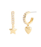 37491650GLD-Signature Heart & Star Charm Huggies-Crystal