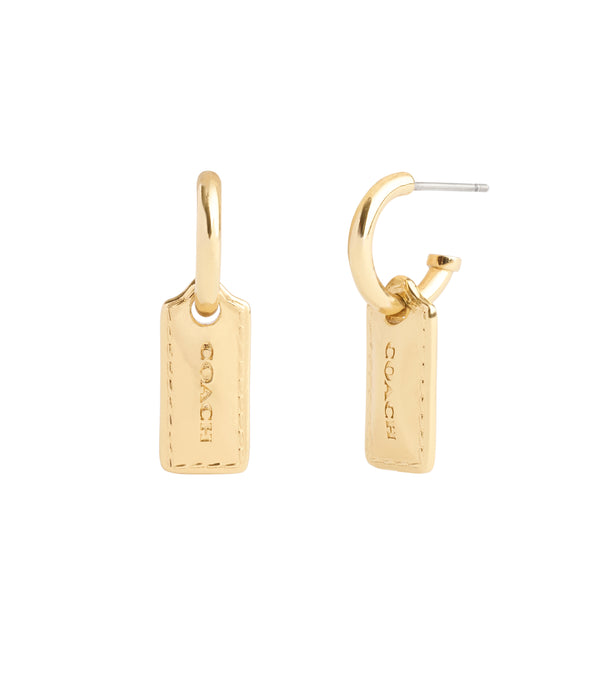 Signature Stitched Hangtag Charm Huggies