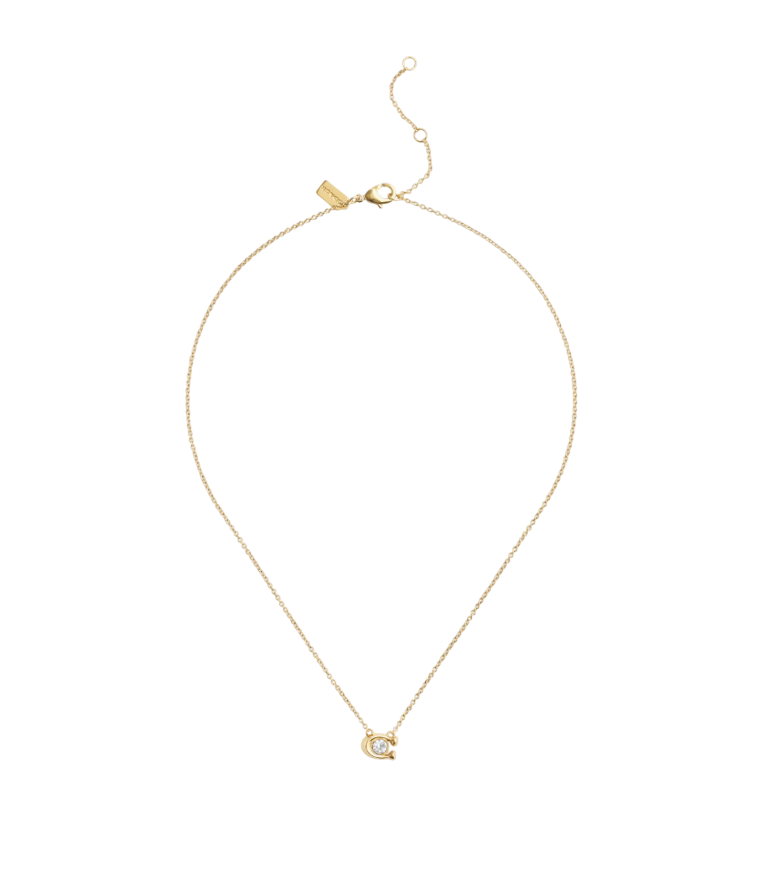 37493112GLD-Signature C Stone Pendant Necklace-Crystal