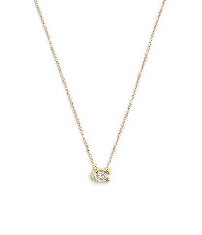 37493112GLD-Signature C Stone Pendant Necklace-Crystal