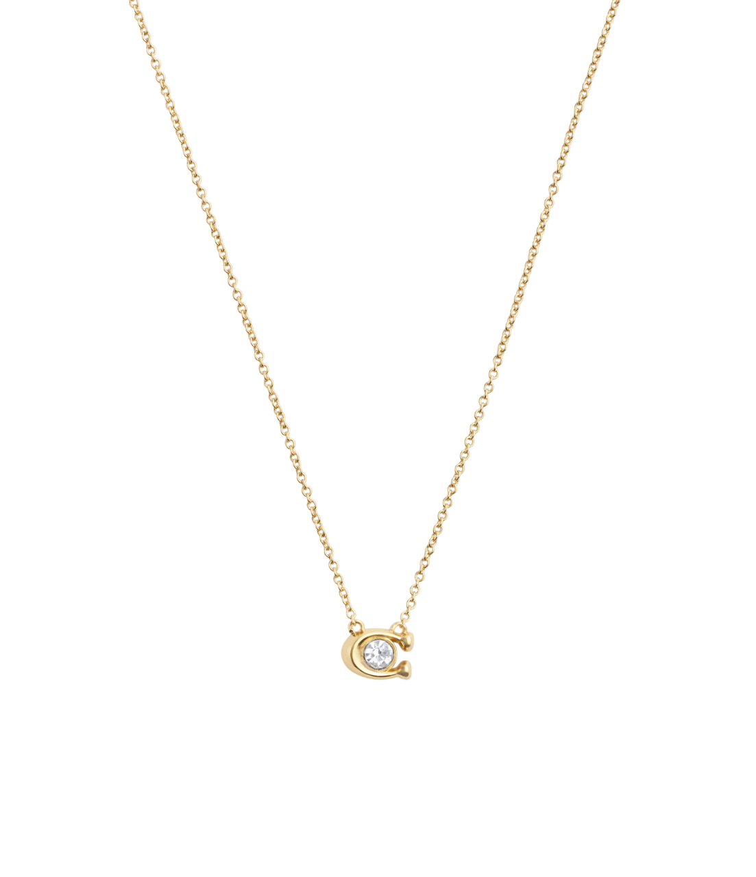 37493112GLD-Signature C Stone Pendant Necklace-Crystal