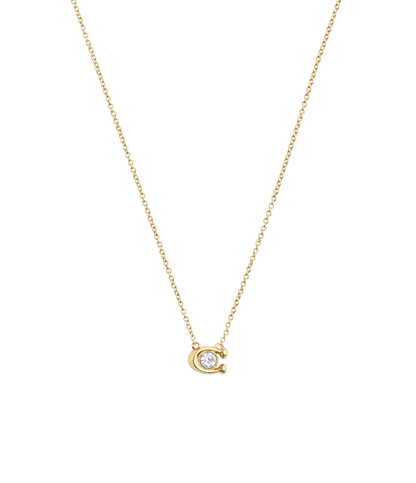 37493112GLD-Signature C Stone Pendant Necklace-Crystal