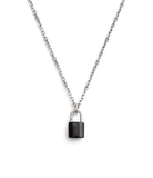 37493201SLV-Men's Sterling Silver Signature Onyx Padlock Penda-Black