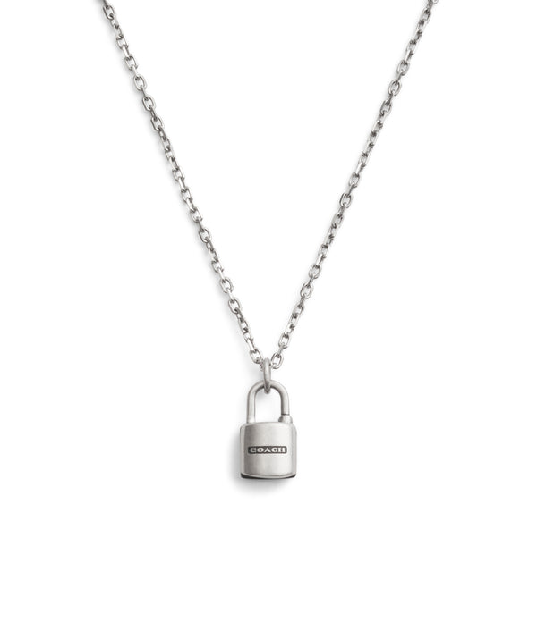 Men'S Sterling Silver Signature Onyx Padlock Pendant Necklace