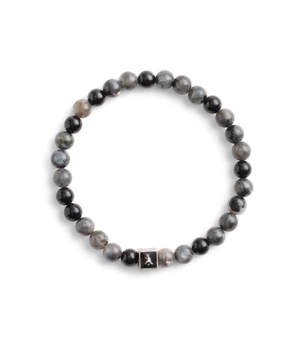Men'S Sterling Silver Signature Mixed Onyx Beaded Stretch Bracelet