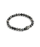 37493219SLV-Men's Sterling Silver Signature Mixed Onyx Beaded -Multi Black