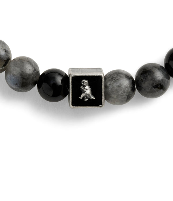 Men'S Sterling Silver Signature Mixed Onyx Beaded Stretch Bracelet