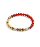 37493220SLV-Men's Sterling Silver Signature Mixed Jasper Beade-Orange