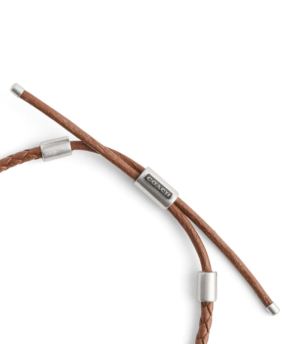 Men'S Sterling Silver Signature Leather Braided Slider Bracelet