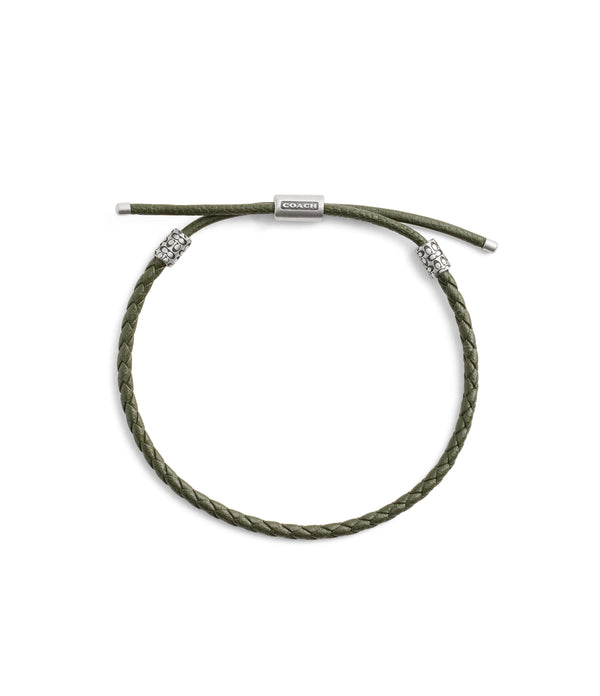 Men'S Sterling Silver Signature Leather Braided Slider Bracelet