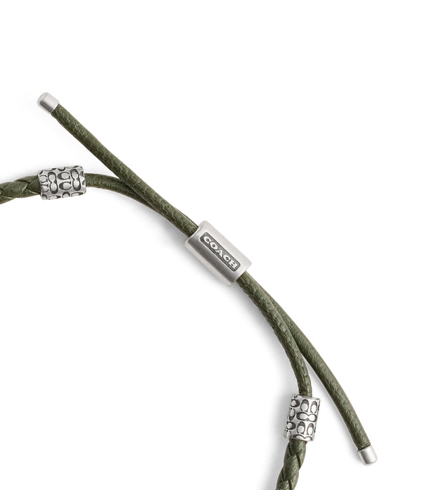 Men'S Sterling Silver Signature Leather Braided Slider Bracelet