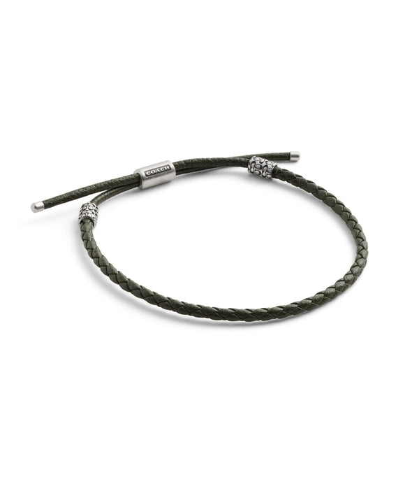 Men'S Sterling Silver Signature Leather Braided Slider Bracelet