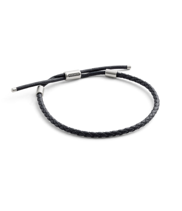 Men'S Sterling Silver Signature Leather Braided Slider Bracelet