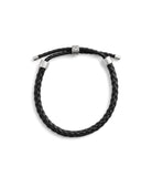 37493255SLV-Men's Sterling Silver Signature Leather Braided Sl-Black