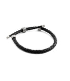 37493255SLV-Men's Sterling Silver Signature Leather Braided Sl-Black