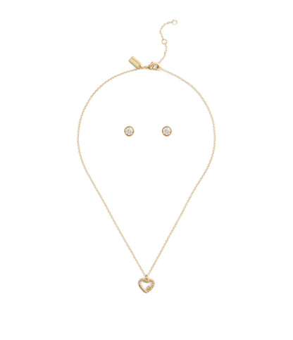 37493516GLD-Signature Pavé Heart Jewelry Set-Crystal