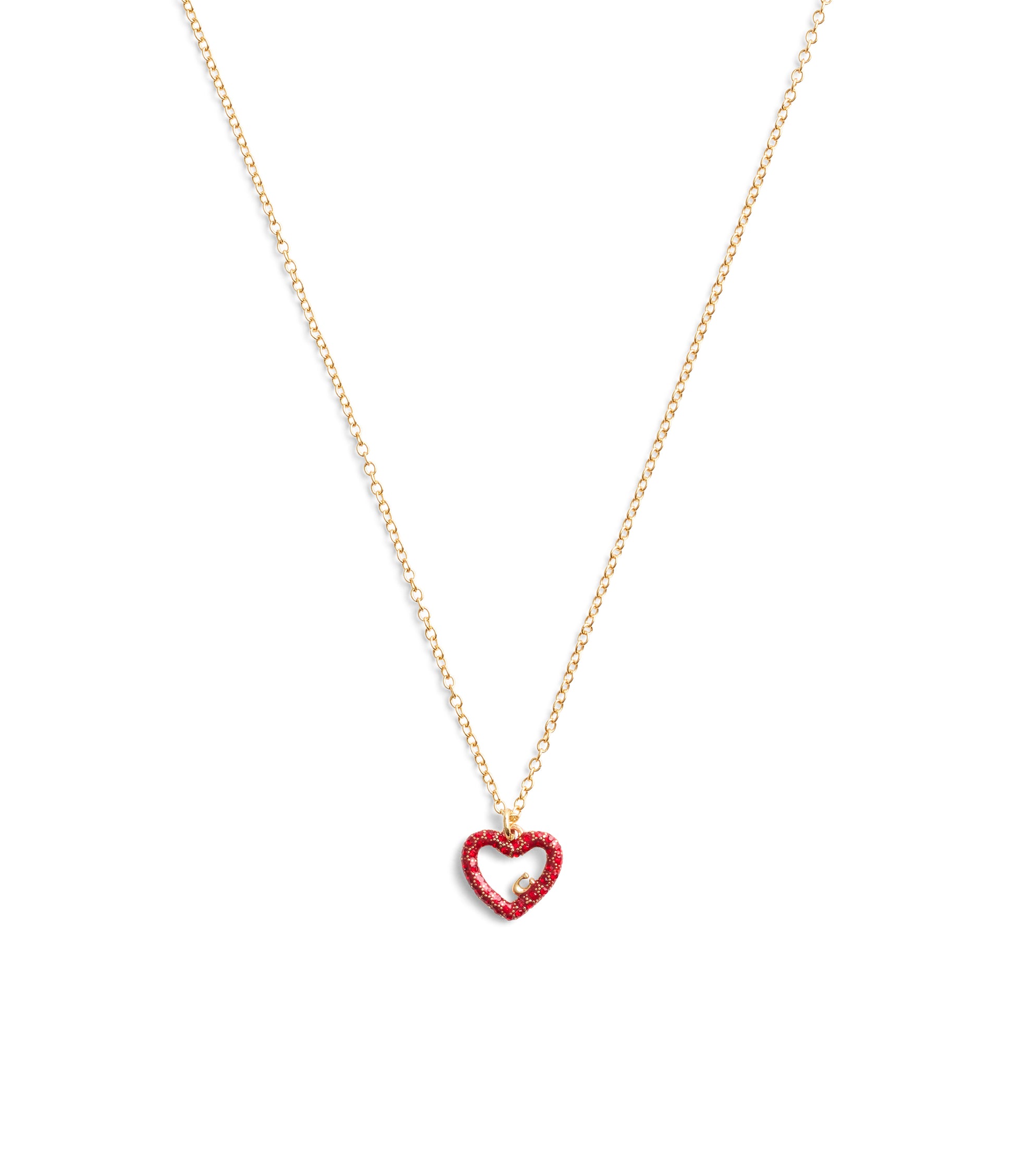 37493516GLD-Signature Pavé Heart Jewelry Set-Red